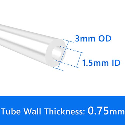 Quickun Pure Silicone Tubing, 1.5mm ID x 3mm OD High Temp Food Grade Tube Pure Silicone Hose Tube for Home Brewing, Beer Line, Kegerator, Wine Making, Aquaponics, Air Hose by Proper Pour (9.84 Ft) - size: 1.5mmx3mm, style: 9.84Ft (3meters)
