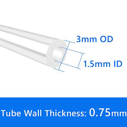 Quickun Pure Silicone Tubing, 1.5mm ID x 3mm OD High Temp Food Grade Tube Pure Silicone Hose Tube for Home Brewing, Beer Line, Kegerator, Wine Making, Aquaponics, Air Hose by Proper Pour (9.84 Ft) - size: 1.5mmx3mm, style: 9.84Ft (3meters)