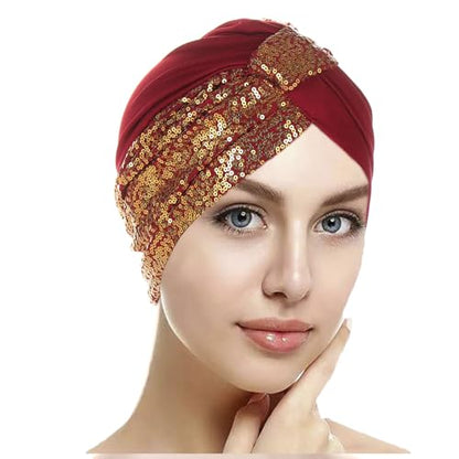 PURFUN 2 Pcs Muslim Inner Hijab Caps Women Girls Stretchy Breathable Full Cover Undercap Tube Bonnet Under Scarf Hats Beanie - color: Black+red/2pcs