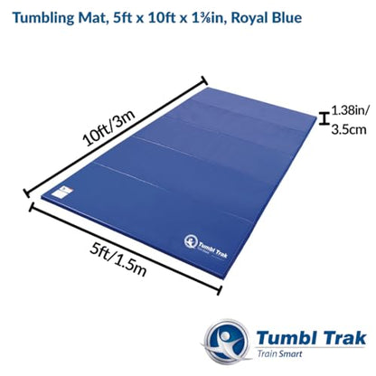 Tumbl Trak Gymnastics Folding Tumbling Panel Mat - color: Royal Blue, size: 5'x10'x1.38"