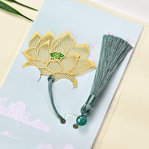 Leaf Metal Bookmarks Lotus Shape Exquisite Maple Leaf Chinese Style Bookmarks Pages Books Metal Hollowed(B Lotus) - style: B Lotus
