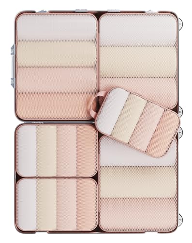 Veken 6/9/11 Set Compression Packing Cubes for Travel Essentials,Compressible Expandable Large Luggage Suitcase Organizer Bags for Clothing,Space Saver Bags with Over 1000 pcs of Mesh Holes(Beige) - color: Beige, size: 6 set