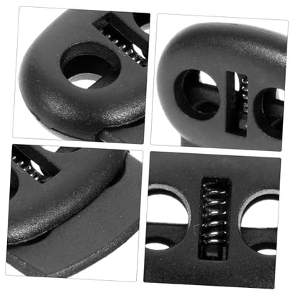 SEWACC 20pcs Plastic Cord Lock Double Hole Threading Buckle for Backpacks Luggage Outdoor Gear Lightweight Design Black - size: 20pcs