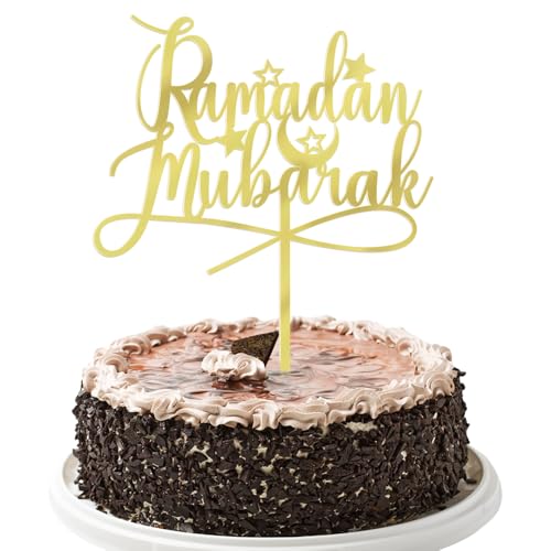 Acrylic Ramadan Mubarak Cake Topper - color: Acrylic Gold -2