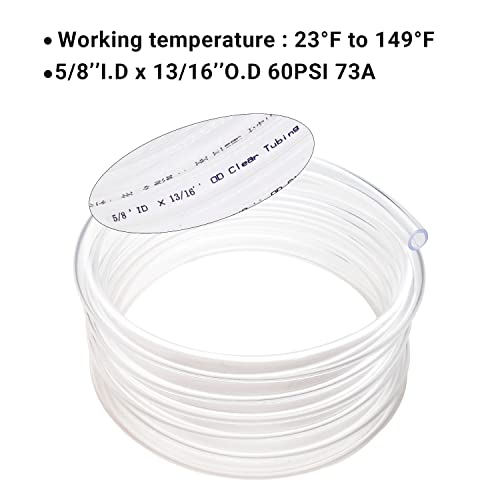 Clear Vinyl Tubing 5/8" ID × 13/16" OD -50 Ft 45PSI | Flexible Plastic Tubing,BPA Free Non-Toxic, Multipurpose Hybrid Clear Reinforced Tube - size: 5/8’‘, style: 50 feet
