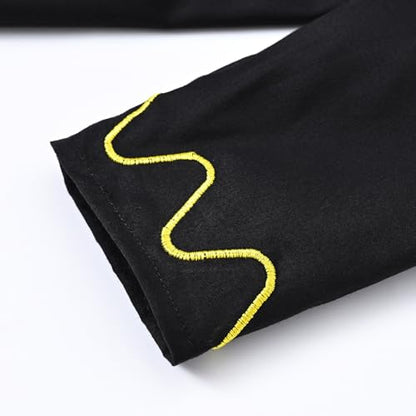 Kids Embroidery Muslim Clothing Long Sleeve Kaftan Set Boys Girls Thobe Islamic Prayer Clothes Shirt Pants 2 Piece - color: Black, size: 5-6 Years