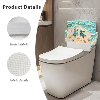 Seaside Toilet Tank Storage Cover with Storage Bag 1 Paack, Functionality All-in-One Toilet Tank Cover for Holds Toiletrie Books Mobile Phone - color: Seaside Turtle