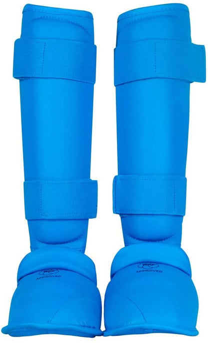 Wesing Karate Protective Gears Set with Chest Guard Gloves Groin Protection and Shin Instep Guard for Men - color: Blue, size: Large