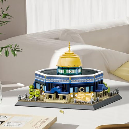 Dome of The Rock Building Blocks Set Islamic Architectural Model Bricks Toys for Kids Muslim Gifts for Kids Adult 983 Pieces - color: Gray, Brown, White