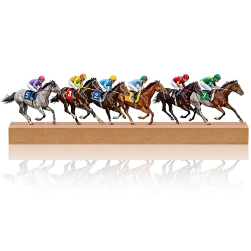 Yaocom Derby Party Decorations Metal Horse Racing Tabletop Sign Derby Birthday Decorations Horse Racing Table Centerpieces for Tiered Tray Office Home Shelf Mantel Indoor - style: Horse Racing