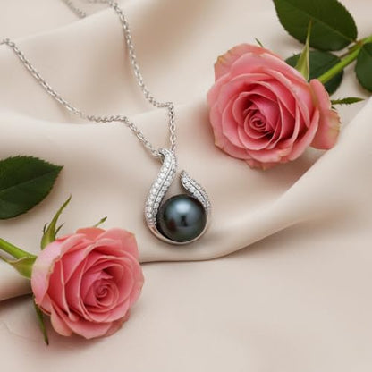 TRYNDI Tahitian Black Pearl Necklaces for Women - Wife Christmas Gift Ideas - style: Black Pearl Hook