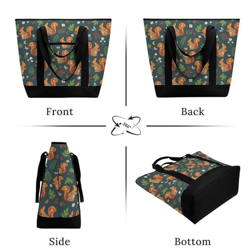 SWEET TANG Cooler Bag, Floral Squirrels Reusable & Leak Proof Food Grocery Bag, Portable Travel Cooler - color: Pattern 99