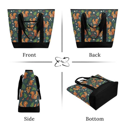 SWEET TANG Cooler Bag, Floral Squirrels Reusable & Leak Proof Food Grocery Bag, Portable Travel Cooler - color: Pattern 99
