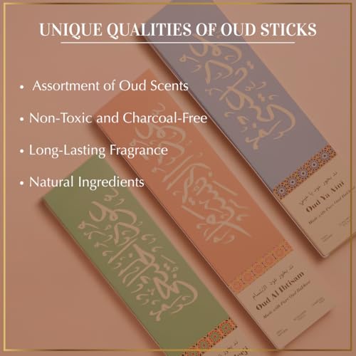 Arabian Oud Incense Sticks by Dukhni| 90 Charcoal Free bakhoor Sticks