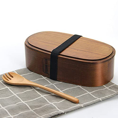 YFWOOD Natural Wooden Bento Boxes - Double Layer Lunch Box(1000ml) | Bento Box for Kids, Japanese Bento Box, Lunch Boxes, For Adult Picnicking Office Hiking Camping Fitness Training Lose Weight