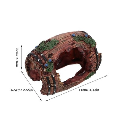 GARVALON Fish Shrimp Hiding House Aquarium Decoration Barrel Ornament Resin Large Red Shelter for Fish Tank Landscaping Aquatic Animal Resting Spot