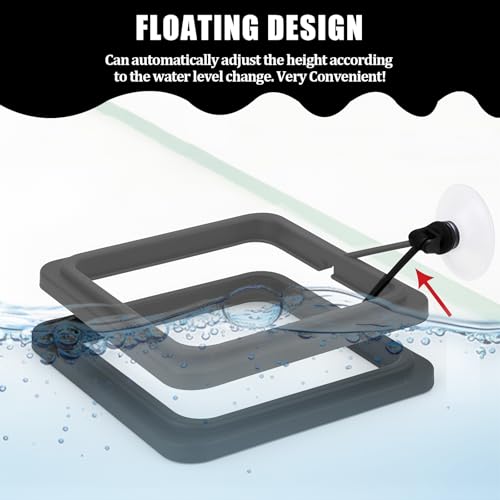 2PCS Small Fish Feeding Ring, Square and Round Mini Aquarium Feeder with Strong Suction Cup Floating Fish Feeder Ring for Betta Goldfish Guppy (Black) - color: Black