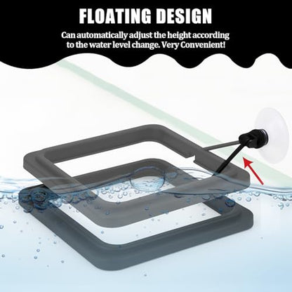 2PCS Small Fish Feeding Ring, Square and Round Mini Aquarium Feeder with Strong Suction Cup Floating Fish Feeder Ring for Betta Goldfish Guppy (Black) - color: Black