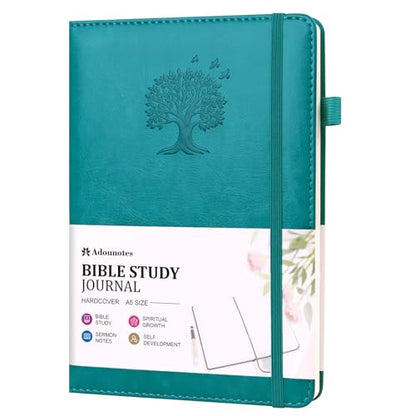 Bible Study Journal Scripture Notebook - Christian Note Taking Kit with Guided Prompts - Inspirational Religious Gifts - Faith Based Stationery Supplies for Church Notes (Teal Blue) - color: Teal Blue