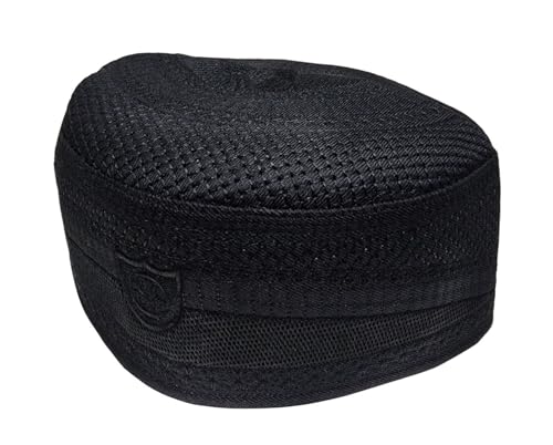 Al-Ameen Muslim Gift Muslim Kufi Hat for Men AMN-004 Islam Cap Unique Design Beanie Round Topi Headwear Ramadan Eid Gift - color: Black, size: Small