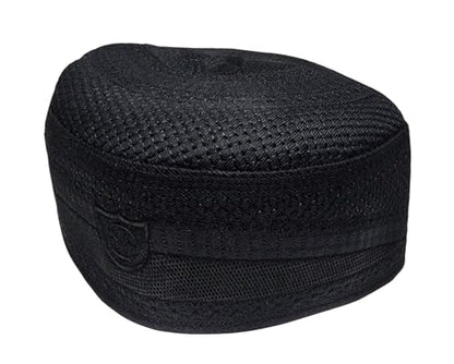 Al-Ameen Muslim Gift Muslim Kufi Hat for Men AMN-004 Islam Cap Unique Design Beanie Round Topi Headwear Ramadan Eid Gift - color: Black, size: Medium