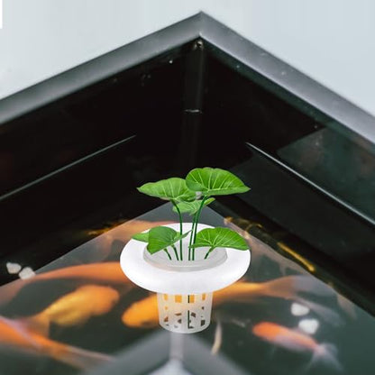 4 PCS Floating Aquarium Plant Holder with White Foam Floating Ring | Aquarium Planting Baskets , Fish Tank Hydroponic Basket for Aquatic Plant Cultivation and Landscaping Decorations