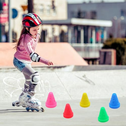 FZBNSRKO 20pcs Mixed Color Mini Sports Training Cones Training Cones for Kid Adult Plastic Windproof Roadblock Traffic Road Cones for Roller Skating and Skate Practice