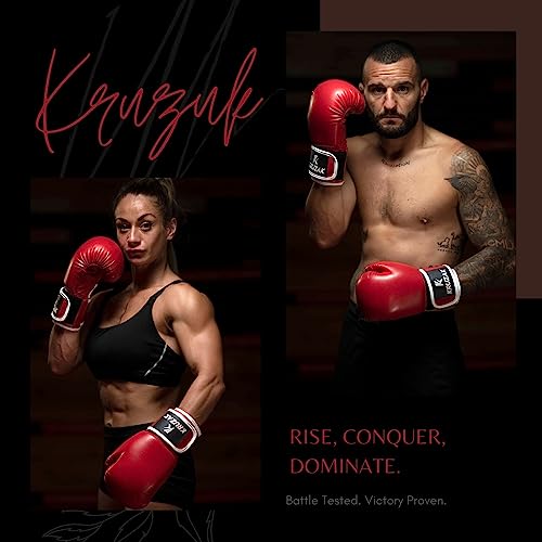 Kruzak Boxing Gloves for Men & Women, Sparring & Kickboxing Gloves, Muay Thai & MMA Gloves, 8-16 oz - color: Red, size: 16 oz