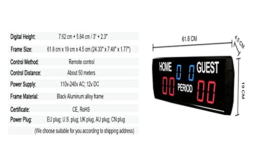 Digital Timer, Electronic Scoreboard Basketball & Timer Shot Portable Tabletop Wall Mount Digital with App Control Aluminum LED for Football,for Home Gym