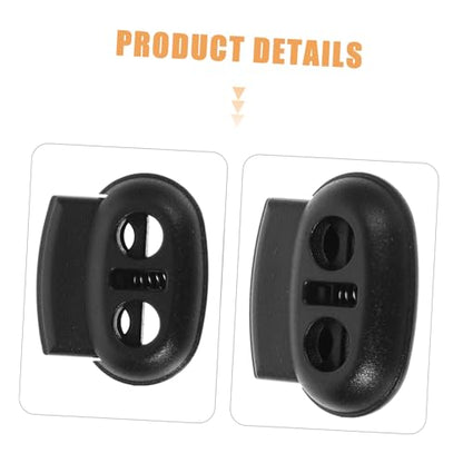 SEWACC 20pcs Plastic Cord Lock Double Hole Threading Buckle for Backpacks Luggage Outdoor Gear Lightweight Design Black - size: 20pcs