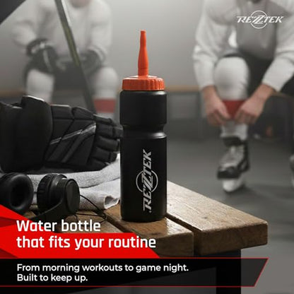 Hockey Water Bottle 25 oz with Long Spout – BIO-Based Plastic Bottle | Sports Water Bottle with Screw Cap – Squeeze Hockey Bottle for Rink, Gym & Field – Dishwasher Safe Water Bottle - style: Long Spout