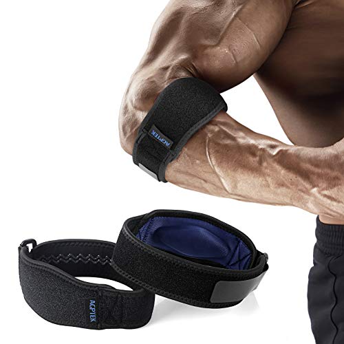 AGPTEK Elbow Brace for Tendonitis and Tennis Elbow 2 Pack, Tennis Golfers Elbow Support Arm Band Pain Relief Elbow Wrap Weightlifting Elbow Strap with Compression Pad for Men & Women - color: Navy Blue