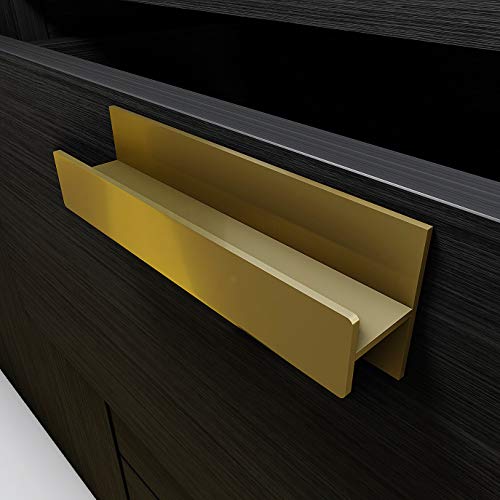 HRX Self-Adhesive Edge Fingerpull Door Handle - Easy to Install Screwless Peel and Stick on Glass, Wood, Metal, Plastic - Sliding Doors Knob for Kitchen Fronts, Drawers & Dressers Panels - 2 Pack - color: Brass Gold