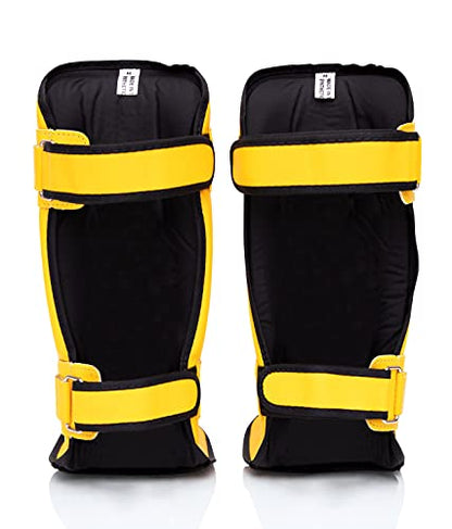 Fairtex SP3 Lightweight Shin Guards, Muay Thai MMA Avoid Shin Splints Gear | Featherweight synthetic shell with high-density padding. Articulated lower-leg armor enhances mobility and leg protection - color: Yellow, size: Medium