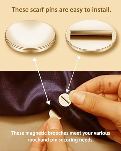 Mini Magnetic Pin Brooch Converters, Almost Invisible Magnet Pin Backs for Clothing No-Damage Metal Clasps for Hijab, Scarf, Shawl & Thin Delicate Fabrics - color: Gold