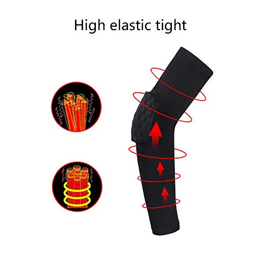 Upgraded Hex Padded Arm Sleeve Compression Padded Elbow Arm Sleeve with Elbow Pad for Football