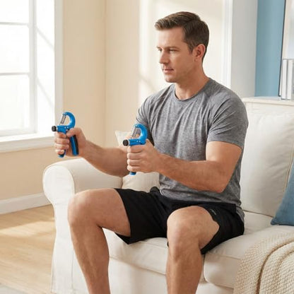 Adjustable Grip Strength Trainer, Blue Hand Gripper for Muscle Building, Ergonomic Hand Exerciser for Rock Climbers