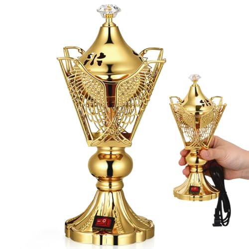 Cabilock Bakhoor Incense Burner, Metal Electric Charcoal Incense Holder, Decorative Oud Frankincense Resin Burner Office Home Decor for Yoga Spa Meditation