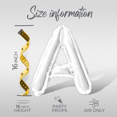 Letter Balloons - EID MUBARAK 16" Inch Alphabet Letters Foil Mylar Balloon Blessed Feast Festival Party Banner (White) - color: White
