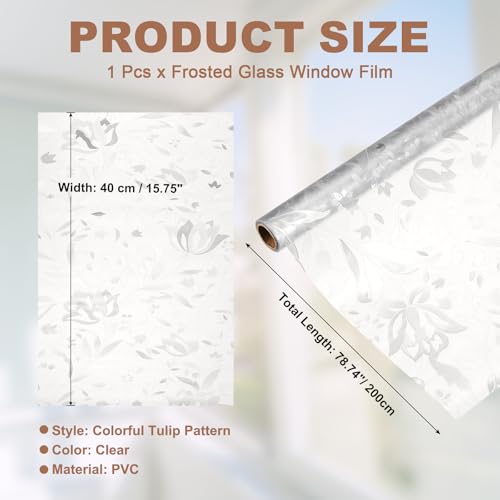 uxcell Window Privacy Film, 78.7 x 15.7 Inch Frosted Glass Window Film, Static Cling Non-Adhesive Reusable Door Coverings 3D Flower Pattern for Bathroom Home Living Room, Clear - size: 78.7 x 15.7 Inch