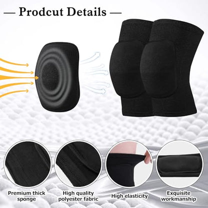 Eurzom 3 Pairs Dance Knee Pads Women Protective Non-Slip Knee Pads for Yoga Cheerleading Pole Floor Dance Volleyball - color: Black
