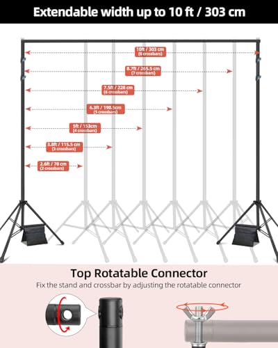 Hemmotop Adjustable Backdrop Stand 10x8.5ft Heavy Duty - size: 10x8.5ft