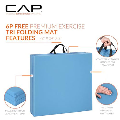 CAP Barbell All Purpose Folding Anti Tear Exercise Training Aerobic Fitness Gym & Gymnastics Balance Mat | Multiple options - color: Blue, style: 6' x 2' x 2.0" Thick