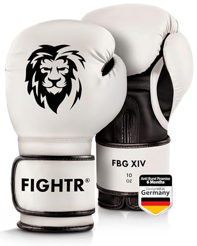 FIGHTR® Boxing Gloves - Maximum Protection & Stability | Boxing Gloves for Boxing, MMA, Muay Thai & Kickboxing | Sizes 8-16 oz - color: White / Black, size: 14 oz