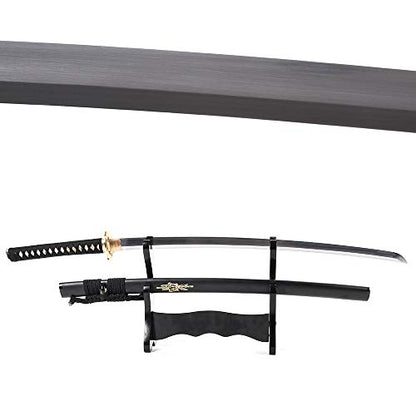 siwode Katana Handmade Full Tang Sharp, Alloy Tsuba Japanese Samurai Sword High Carbon Steel 1060,T10 1095, 40-Inch - color: Golden Skull