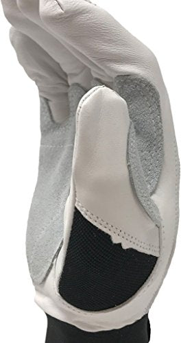 Ironcat Heavy Duty Top Grain Goatskin Leather Glove with Spandex Back, Reinforced Palm, Hook & Loop Closure, White/Black - size: Small