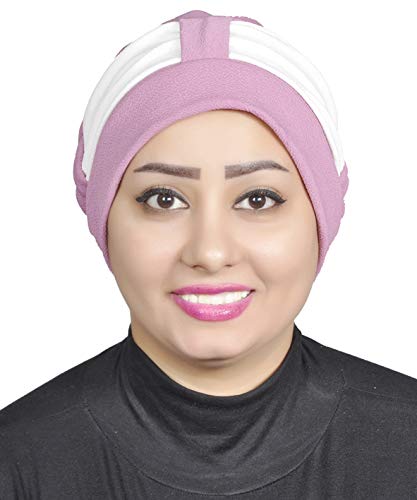 AL AMIRA Women's Stretch Turban Headwrap – Soft Spandex Blend Hijab Cap, Pre-Tied Head Cover, Vibrant Colors - color: Pink