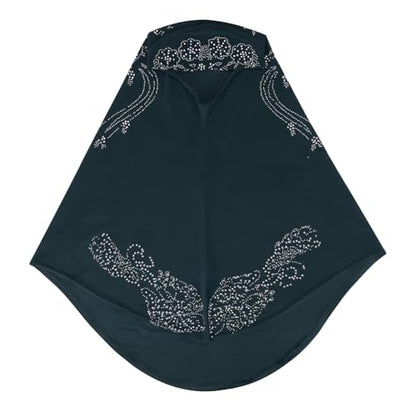 SIQITECHNO Elegant Hijab for Women Muslim Turban Scarf Islamic Headscarf Muslimah Turban Arabian Headwear Eid Scarf Shawl - color: Dark Green