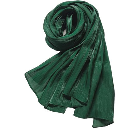 Women Premium Hijab Head Scarf Lightweight Shimmer Scarves Crepe Wedding Shawls and Wraps for Evening Dresses Shiny - color: Green 2 #