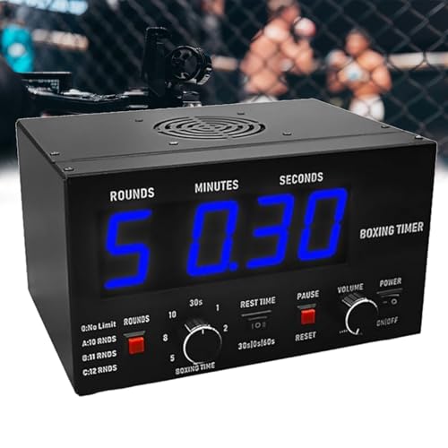 Professional Classic Boxing Interval Timer Selectable Training Time Cycle Repetitions Gym Interval Timer with Led Display (Blue) - color: Blue